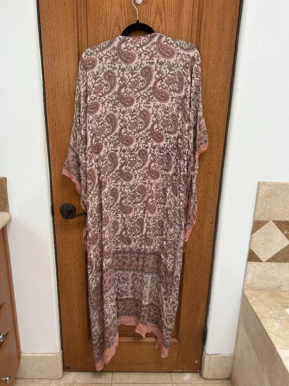 Free People Eternal Flame Maxi Kimono Pink Paisley One Size